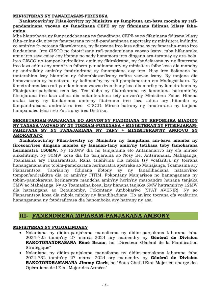 𝗙𝗜𝗟𝗔𝗡-𝗞𝗘𝗩𝗜𝗧𝗥𝗬 𝗡𝗬 𝗠𝗜𝗡𝗜𝗦𝗜𝗧𝗥𝗔 26 febroary 2025 - Lapam-panjakana Iavoloha