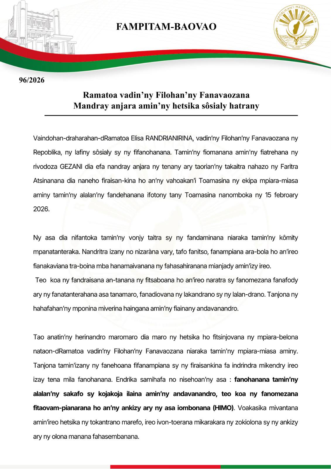 SABOTSY 21 FEBROARY 2026 / SOSIALY