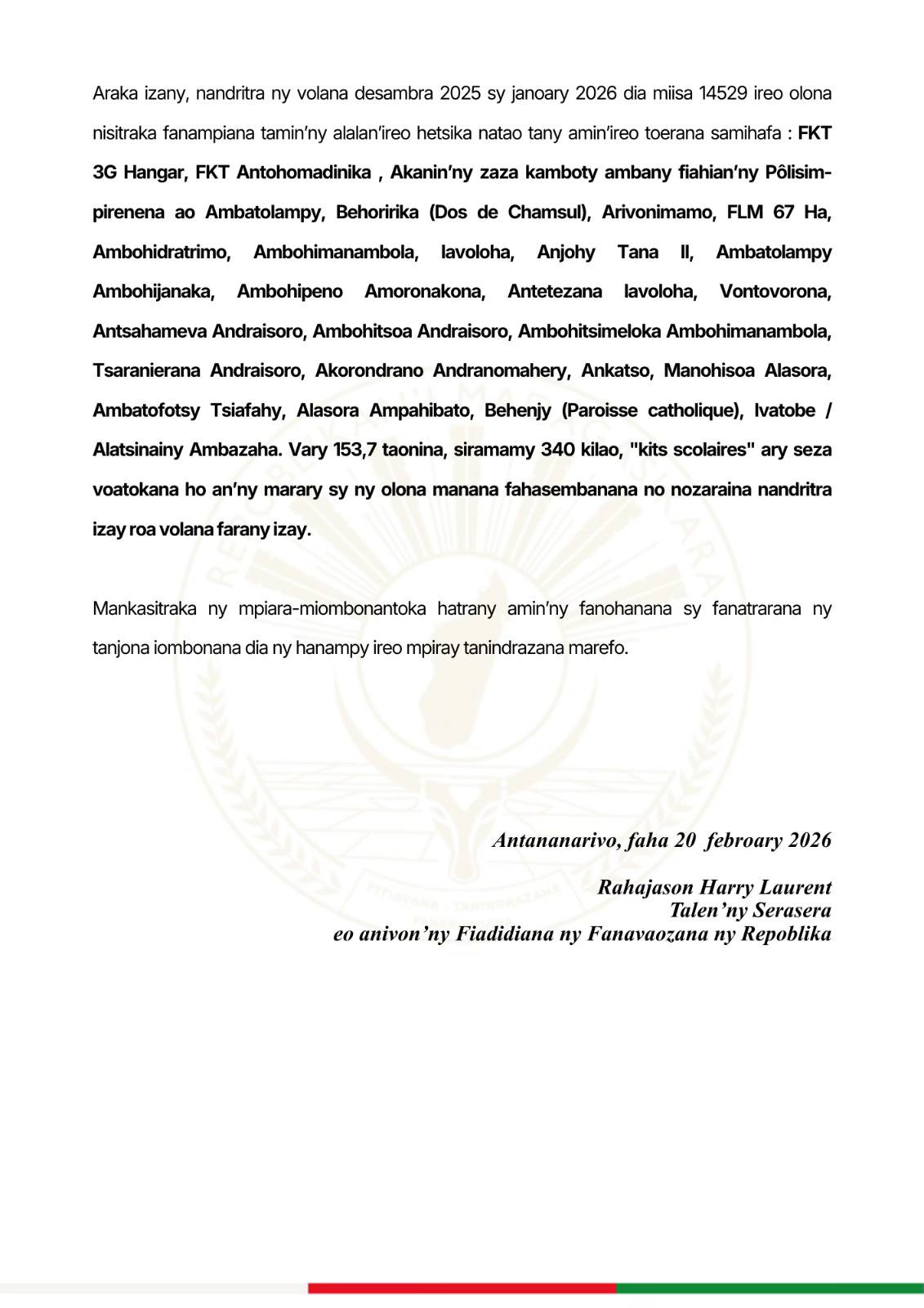 SABOTSY 21 FEBROARY 2026 / SOSIALY