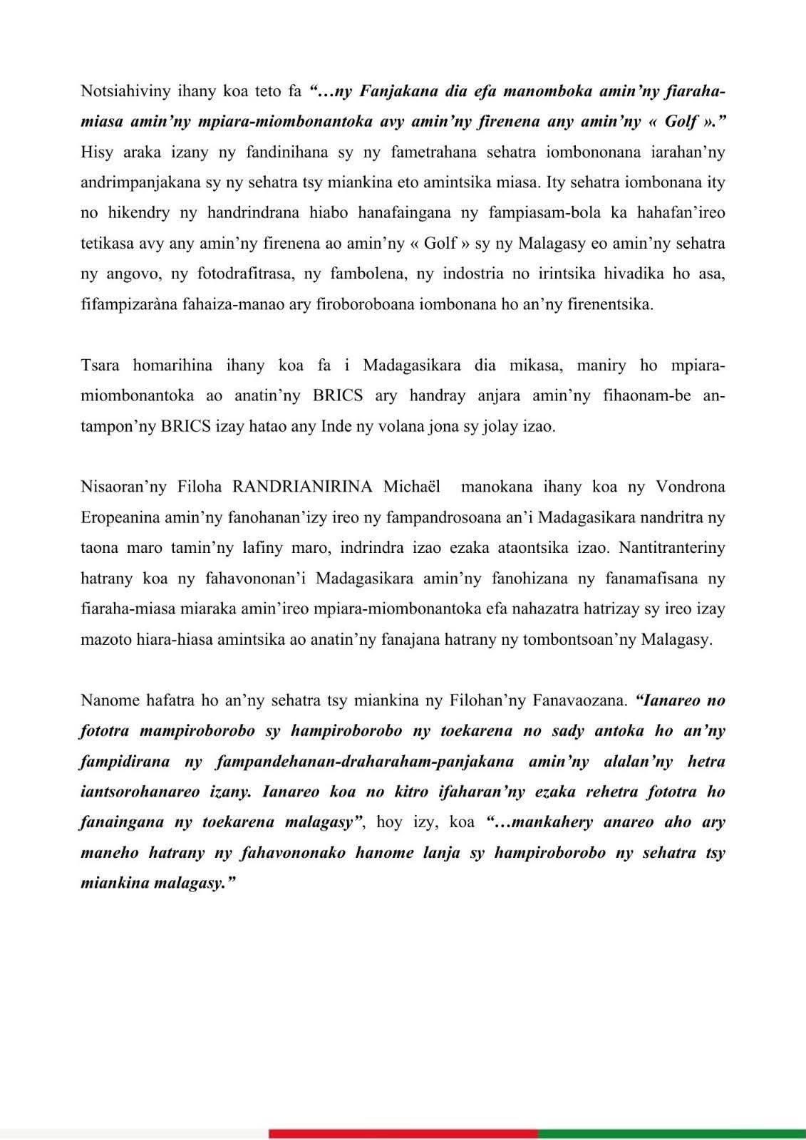 DINIKA FANAINGANA NY TOEKARENA / 19 JANOARY 2026