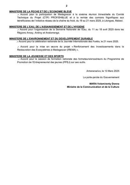 TATITRY NY FILAN-KEVITRY NY GOVERNEMANTA NY TALATA 11 MARTSA 2025, LAPAM-PANJAKANA MAHAZOARIVO.