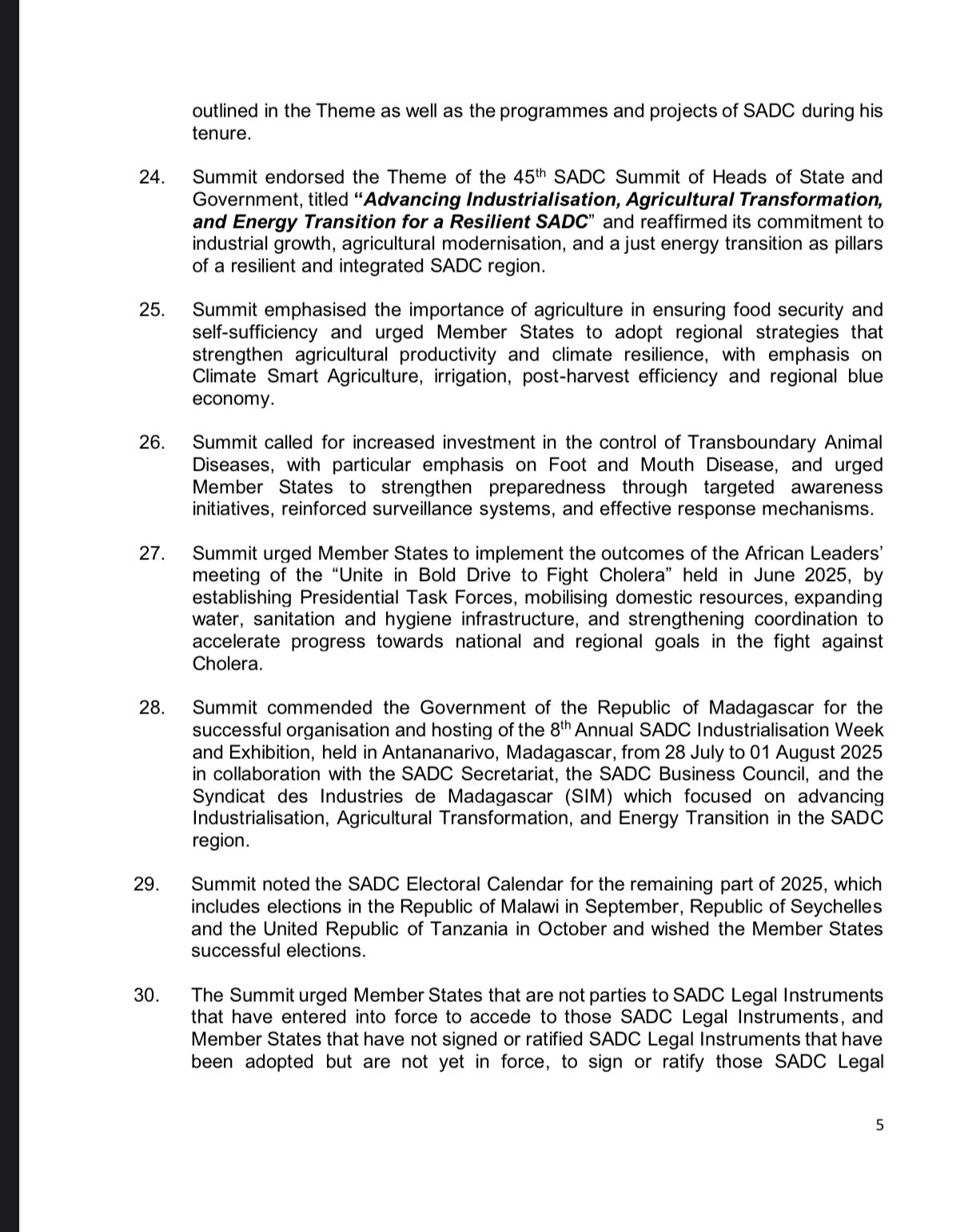 𝐂𝐎𝐌𝐌𝐔𝐍𝐈𝐐𝐔𝐄́ 𝐎𝐅 𝐓𝐇𝐄 𝟒𝟓𝐓𝐇 𝐎𝐑𝐃𝐈𝐍𝐀𝐑𝐘 𝐒𝐔𝐌𝐌𝐈𝐓 𝐎𝐅 𝐒𝐀𝐃𝐂 𝐇𝐄𝐀𝐃𝐒 𝐎𝐅 𝐒𝐓𝐀𝐓𝐄 𝐀𝐍𝐃 𝐆𝐎𝐕𝐄𝐑𝐍𝐌𝐄𝐍𝐓 𝟏𝟕𝐭𝐡 𝐀𝐔𝐆𝐔𝐒𝐓 𝟐𝟎𝟐𝟓