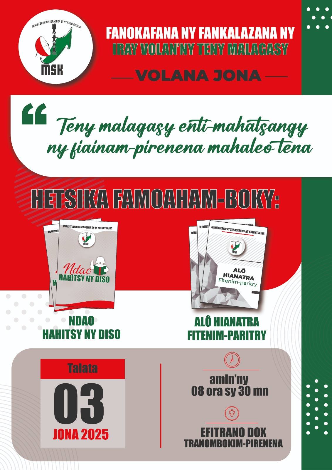 IRAY VOLAN' NY TENY MALAGASY