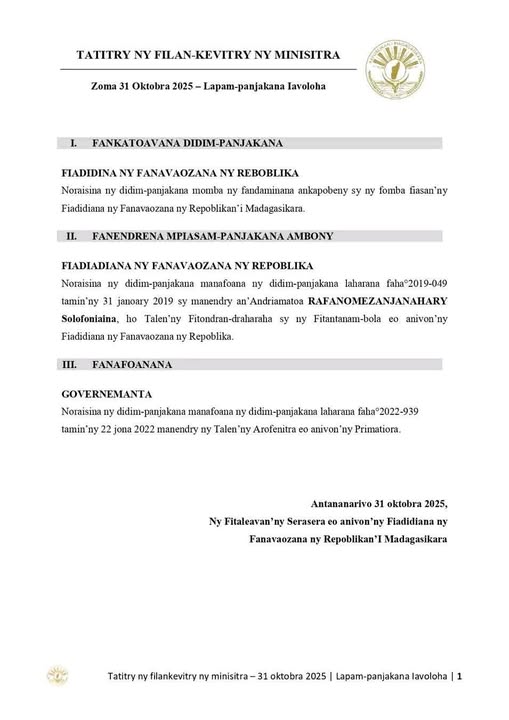 FILANKEVITRY NY MINISITRA