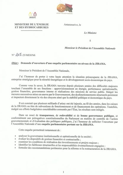 MANGARAHARA HO AN'NY VAHOAKA . FANAVAOZANA TSY MISY FIHAMBAHAMBANA MOMBA NY ORINASA JIRAMA
